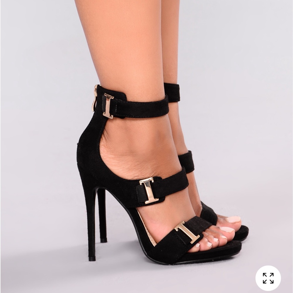 Fashion Nova Black Strappy Heels